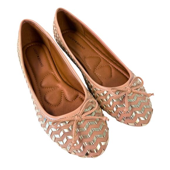 Lucky Brand Shoes - NWOT Lucky Brand Women 8.5 Sargena Ballet Flat Nude Blush Gold Metallic Chevron